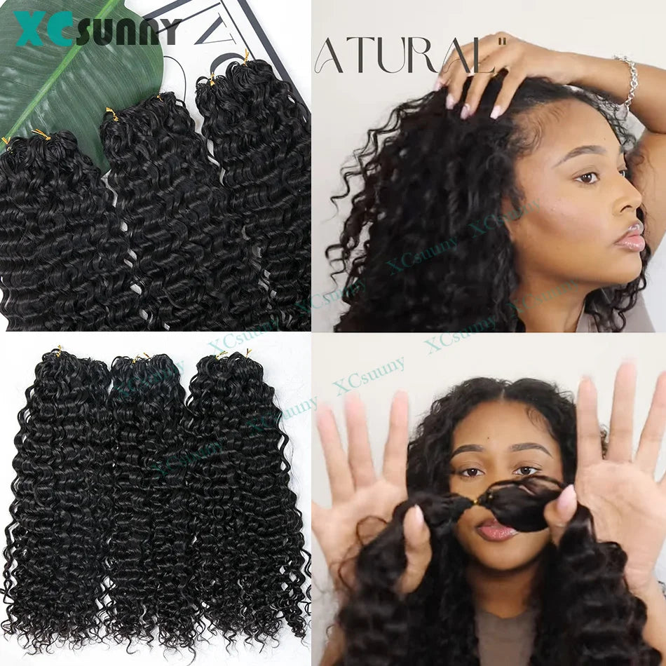 Water Wave Crochet Human Hair Curly Invisible Knotless Crochet Human Hair Extensions With String In The Middle Pre Separated