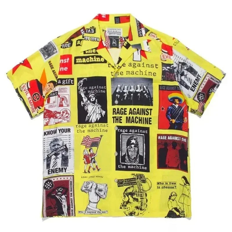 Classics 2025 WACKO MARIA Shirt Photo Print Vintage Men's And Women's Loose Hawaiian WACKO MARIA Short Sleeve Shirt T-Shirts