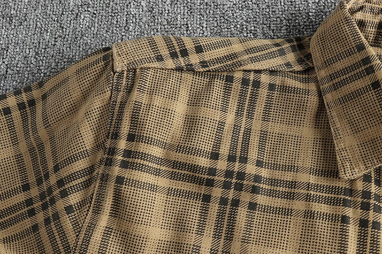 Trendy men's new fashion versatile plaid long sleeve shirt casual cotton washed thin coat
