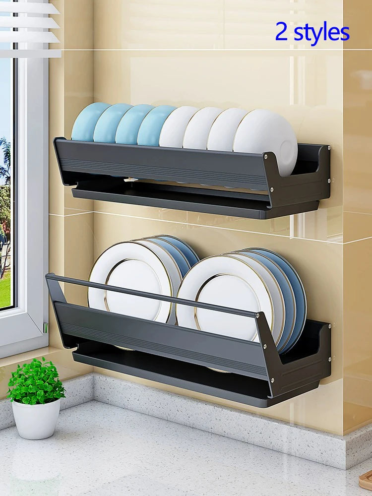 Wall Mounted Kitchen Dish Drainer Dish Drying Rack  Storage & Organization Kitchen Gadgets Shelf Useful Things For Kitchen