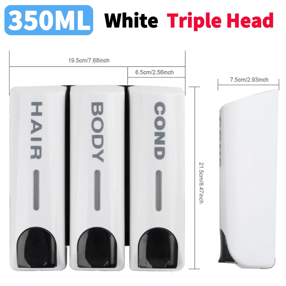 350ML Shower Bath Shampoo Dispenser Waterproof Shower Gel Lotion Soap Dispenser Wall Mount Refillable for Home Hotel Restaurant