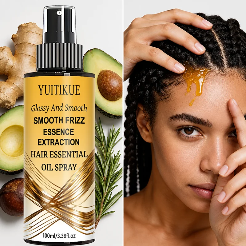 YUITIKUE Smooth Frizz Hair Essential Oil Spray Lightweight Glossy Shine Anti-Frizz 100ml