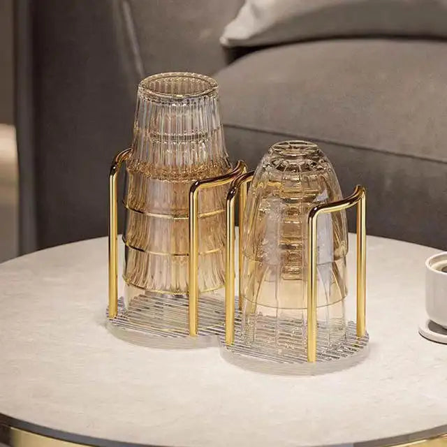 Luxury Disposable Cup Storage Holder Water Tea Cups Dispenser Rack Shelf with Longer Stick Mug Display Stand Home Organizer