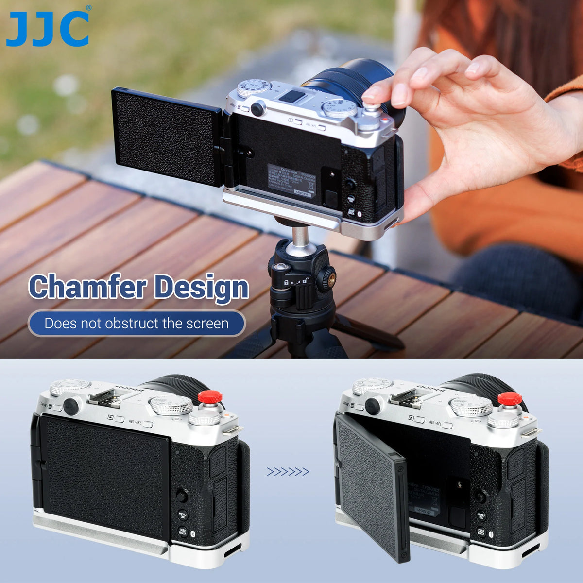 JJC X-M5 L-Shape Metal Hand Grip Handgrip for Fufilm Film X-M5 XM5 Camera With Arca Swiss Quick Release Plate Silicone Handgrip