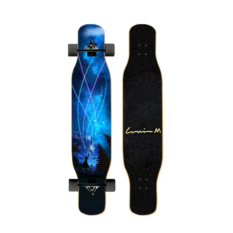 44-inch longboard skateboard for beginners, men, women, adults, professional double-kick dance board, youth maple wood four-whee