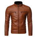 Men's Jacket Fashion Mens Vintage Leather Jackets Casual Men Faux Leather Motorcycle Jackets Biker Zipper Pockets Coats