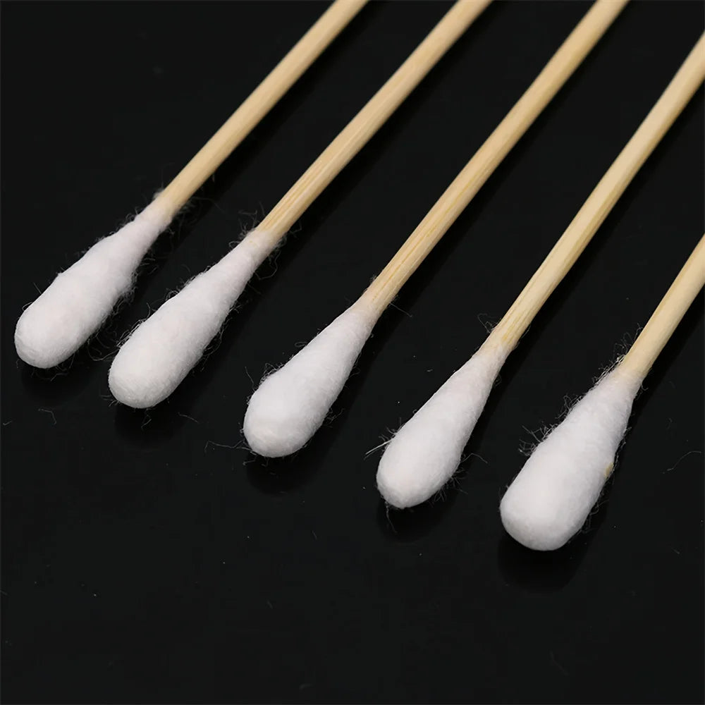 100/300Pcs 6 Inch Long Cotton Swabs with Wooden Handles, Cotton Tipped Applicator for Cleaning, Cotton Sticks Oil Makeup