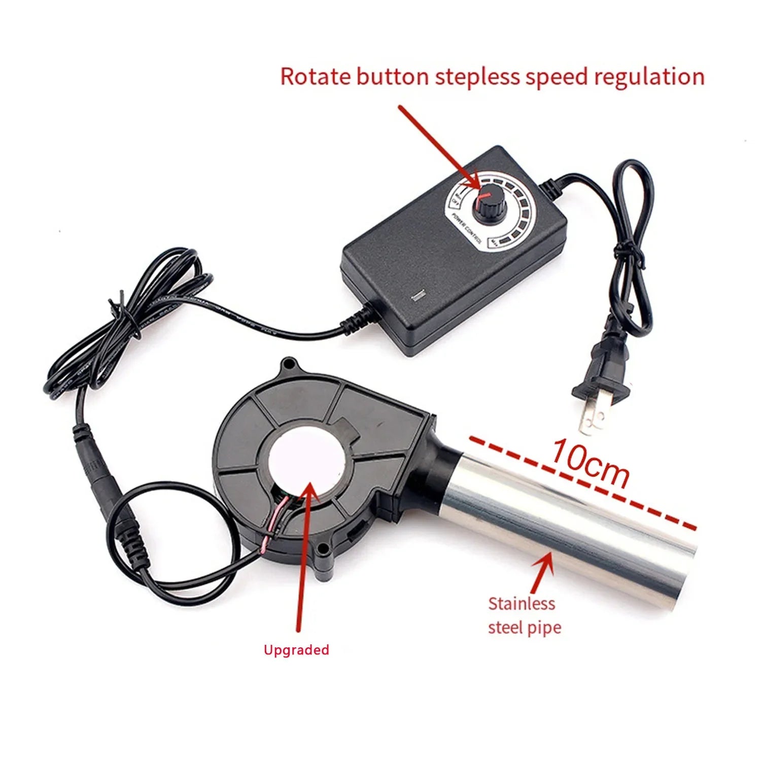 220V BBQ Fan Handheld Cooking Tool Adjustable Speed Air Blower for Barbecue Grill Camping US EU Plug Portable