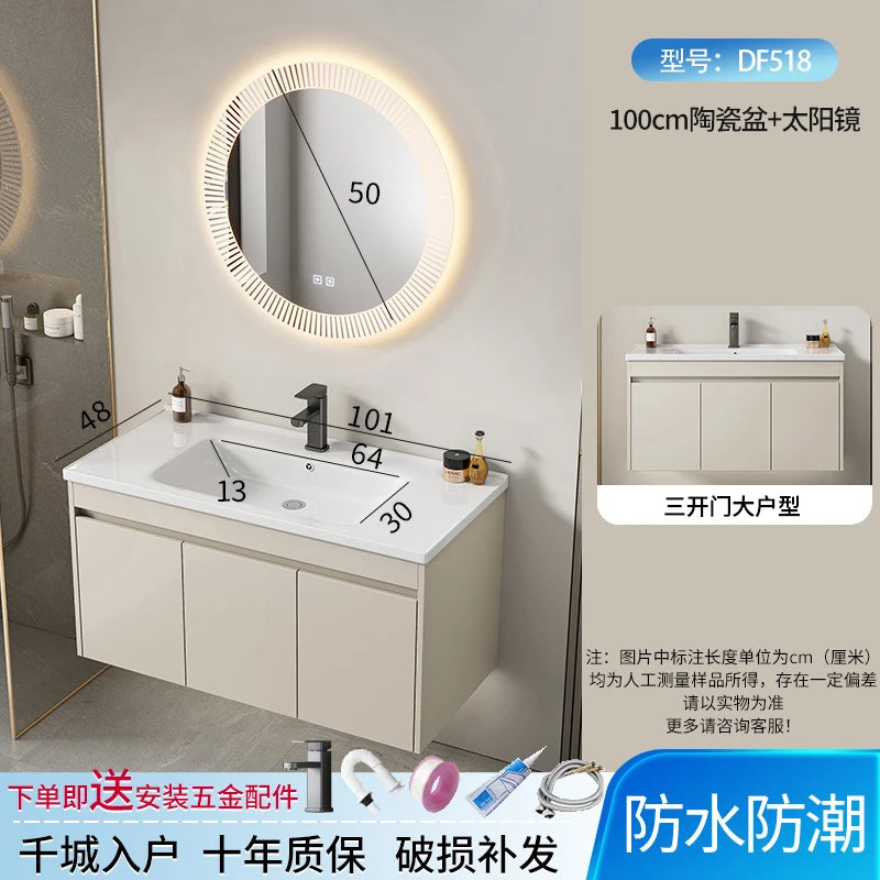 Wall Basin Bathroom Cabinet Set Sink Mirrors Shelves Bathroom Cabinets Storage Organizer Mobile Bagno House Accessories