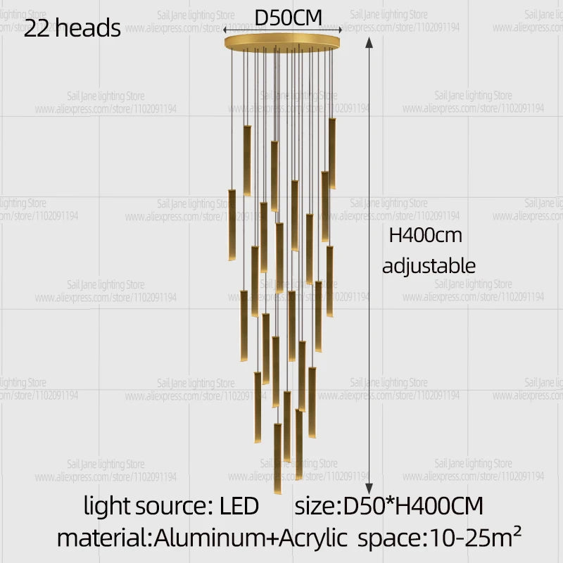 Modern Stair Chandelier Indoor Lighting Ceiling Lamp Attic Room hanging Light LED Chandeliers For Living Room Pendant Lights