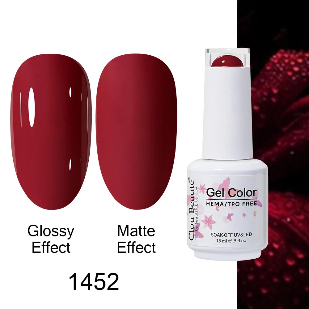 Clou Beaute HEMA TPO FREE Caramel Brown Wine Red Coffee Gel Nail Polish High Pigment Autumn Nail Art Full Coverage UV Varnish
