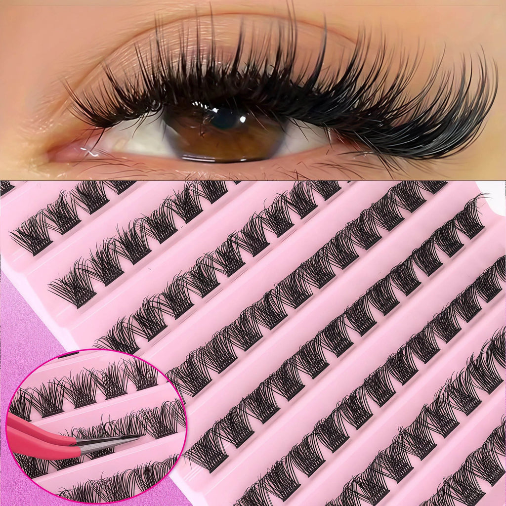 DIY Eyelash Extension Kit Individual Lashes Cluster Mix Lash Clusters with Lash Bond and Seal and Lash Accessories