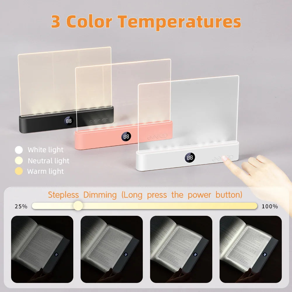 LED Flat Panel Night Vision Reading Light Eye Protection Reading Light Usb Charging Student Night Reading Lamp Book Lamp Indoor