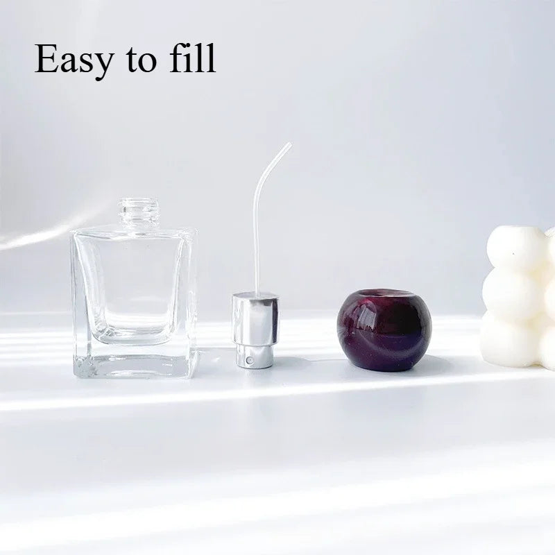 30ml Perfume Bottle Glass Line Mist Perfume  Atomizer Wood Lid Empty Sprayer Bottle Cosmetic Containers Travel Bottle Packaging