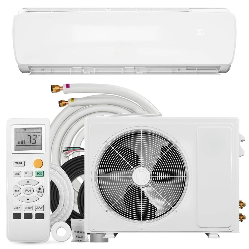 18000 BTU Mini Split AC & Heater, 19 SEER2 230V Energy Saving Ductless Unit Cools 1250 Sq Ft with Heat Pump & Install Kit,Custom