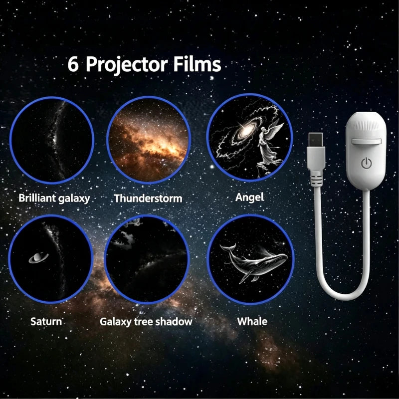 2-in-1 Galaxy Projector Light Mini USB Car Interior Ambient Lamp Galaxy LED Starry Sky for Party Home Bedroom Sleep Decoration
