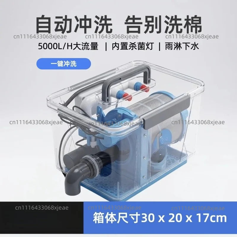 110-220V Automatic Backwash Filter, Rotary Drum Microfilter For Fish Ponds & Aquariums, 200 Mesh Stainless Steel Screen