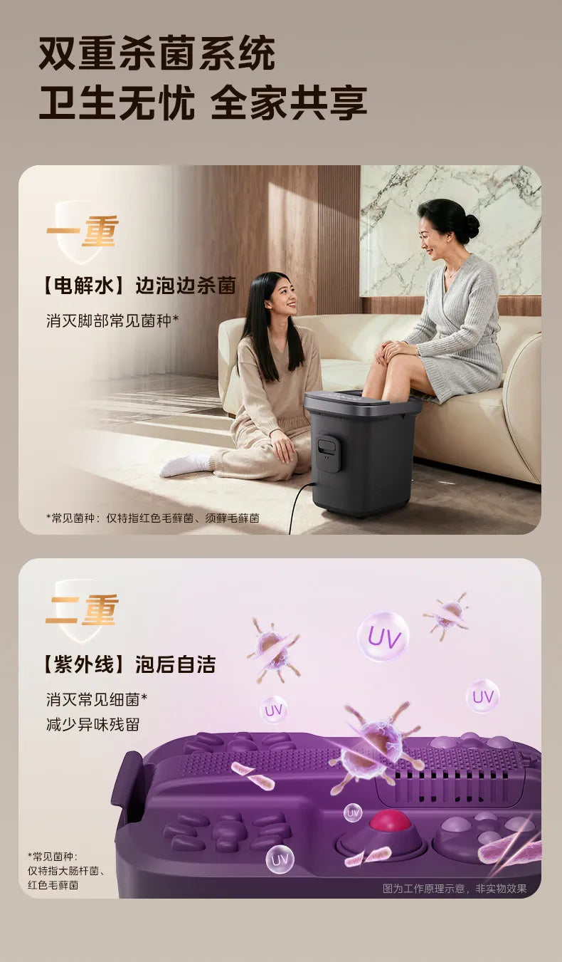 Tall, deep foot bath tub with sterilization, heating, constant temperature, home use, massage, electric foot bath basin - a gift