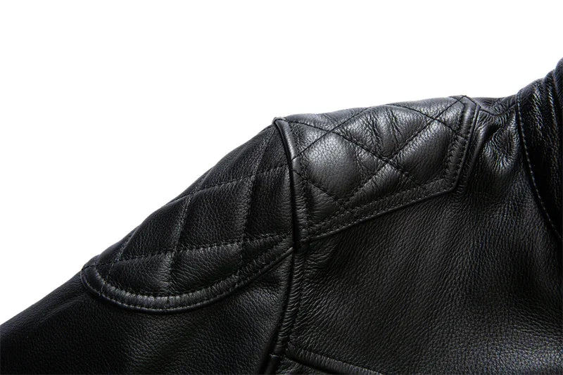 2025 New Top Layer Cowhide  Leather  Jacket Men Black Stand Collar Short Genuine Leather Coat High Quality  Motorcycle Jackets