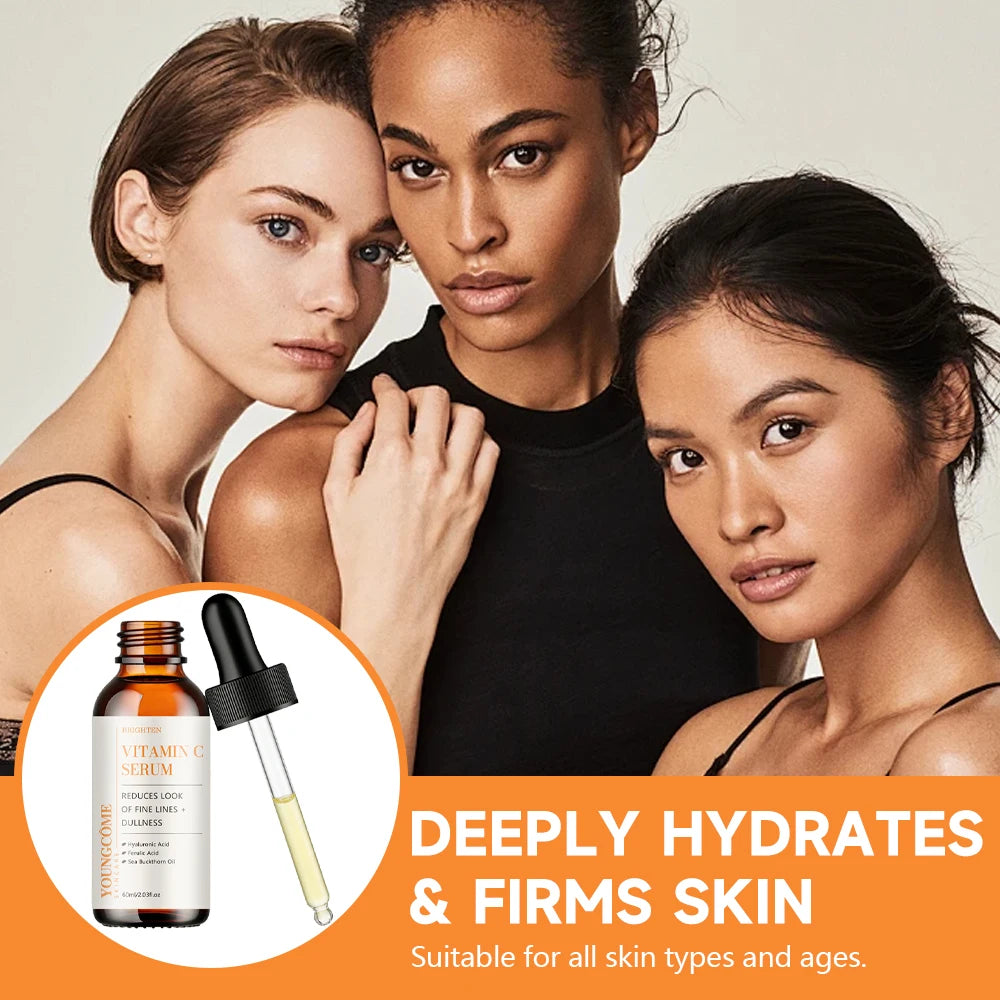 Vitamin C Serum Hydrating Facial Care with Hyaluronic Acid Ferulic Acid Sea Buckthorn Oil For Daily Skin Nourishment Lightweight