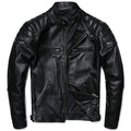 2025 Vintage Brown Genuine Leather Jacket Real Natural Cowhide Men Motorcycle Biker Coat Mens Slim Calf Skin Coat