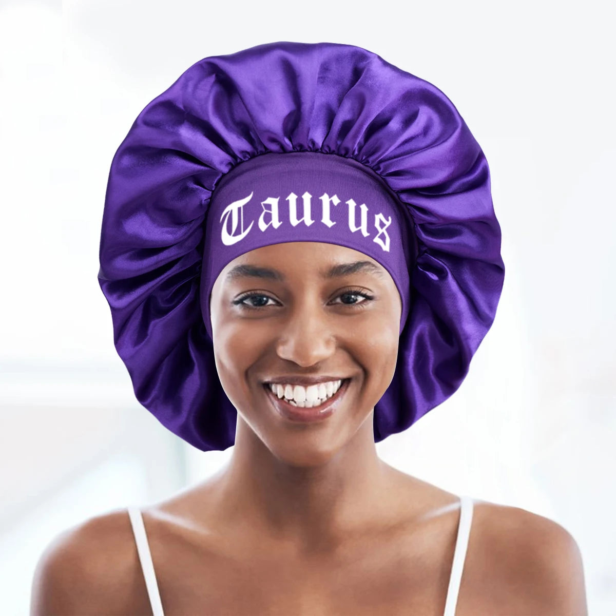 1PConstellation printing satin wide band sleep bonnet ,soft sleeping bonnet with wrap band,make up washing face daily use bonnet