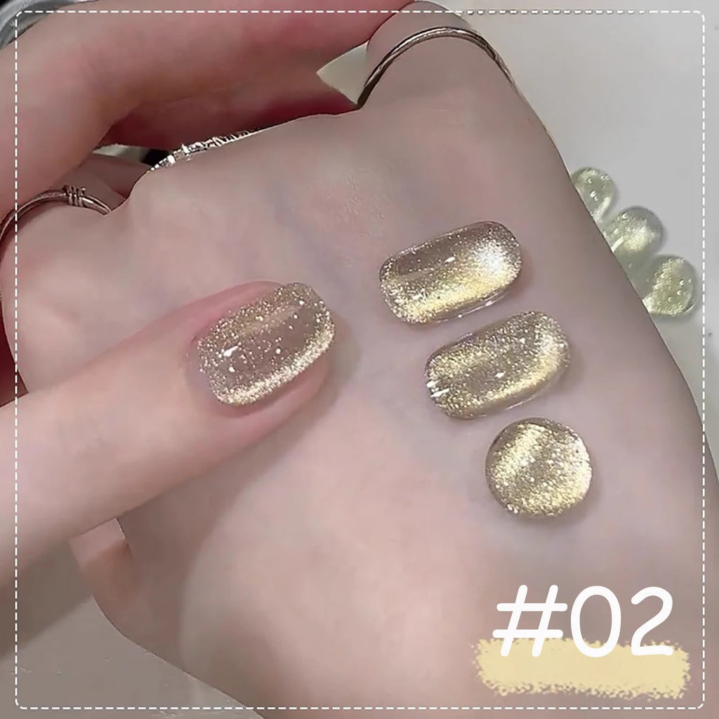 1-4pcs WS Autumn Winter Nails Pink Gold Cat's Eye Gel Nail Polish Glue Super Flash Golden Pink Porcelain White Glass Beads Gel