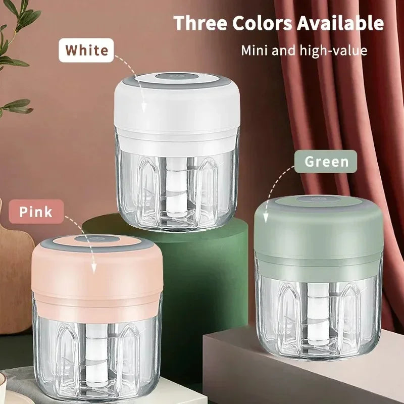 250/100ML Garlic Mincer USB Charging Powerful Mini Electric Garlic Chopper Portable Garlic Crusher Kitchen Food Chopper Unisex