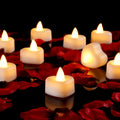 1000 Artificial Rose Petals with 12 Heart LED Tea Lights Set for Romantic Decor, Wedding, Valentine's Day