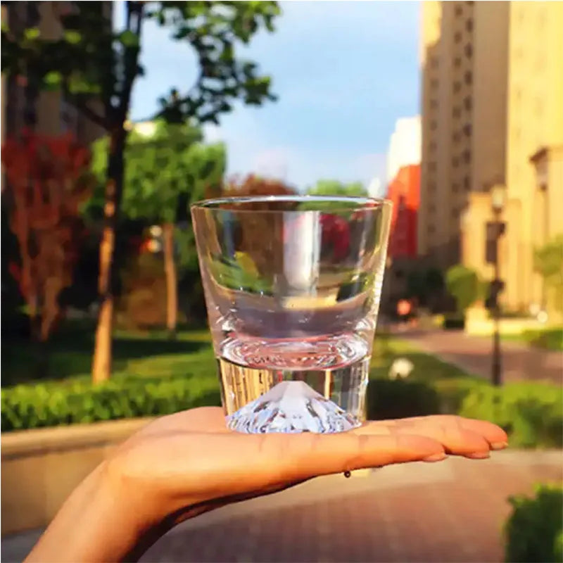 Transparent Snow Peak Tumbler,Fuji Mountain Whiskey Glass,Modern Whisky Drinking Glass，Luxury Scotch Glass,Artistic Rock Glass