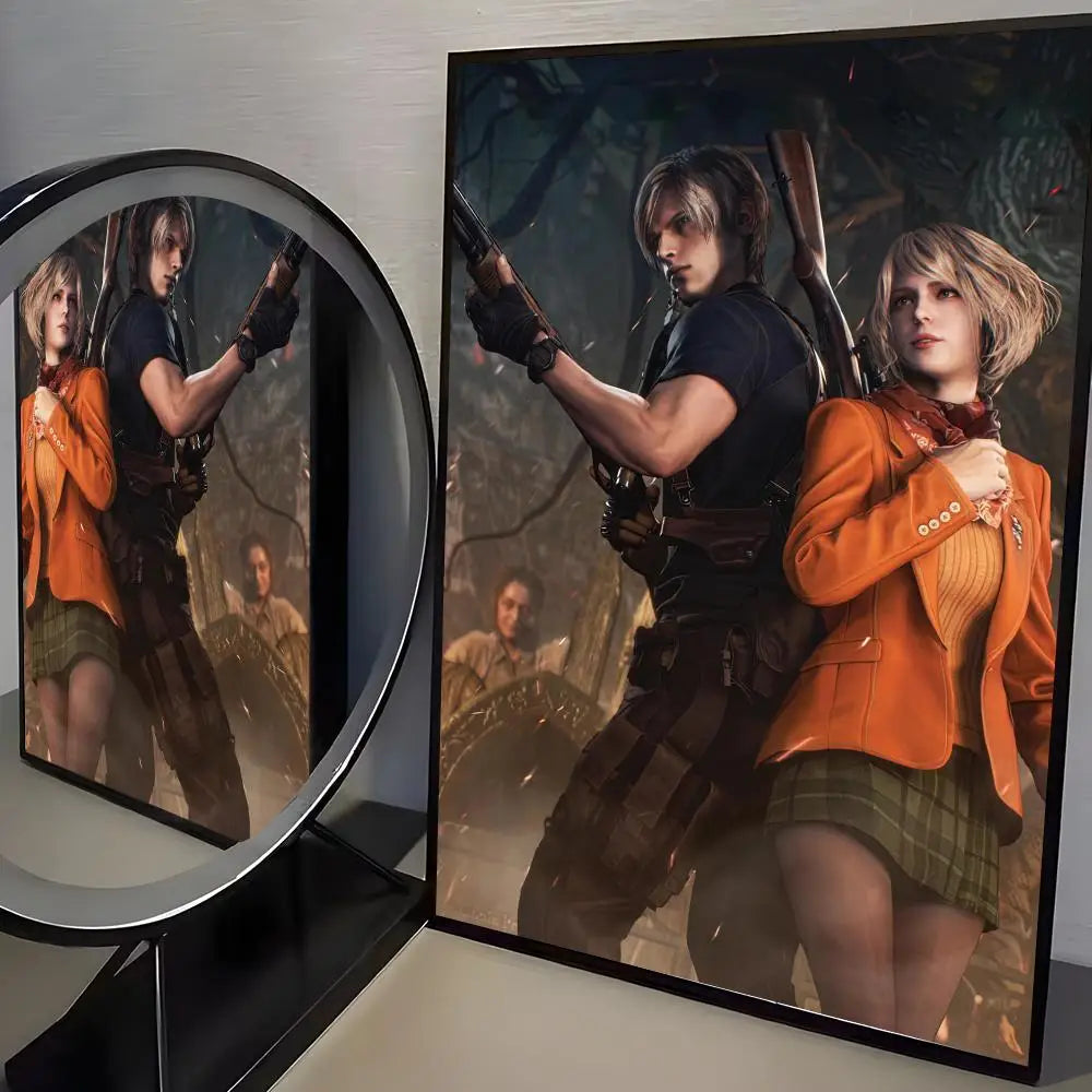 R-Resident Evil Game Poster Home Living Bed Room Bar Hallway Sticky Wall Art Printing Aesthetic Decor