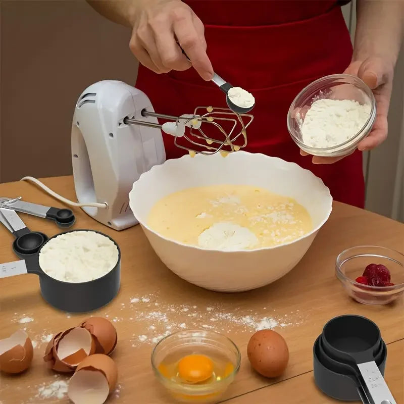 8pcs Measuring Cups & Spoons Set,Stackable Nesting Measure Cups with Stainless Steel Handle,Kitchen Gadgets for Cooking & Baking