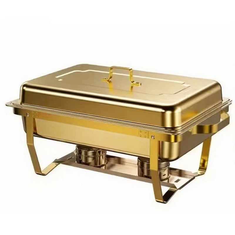 Thickened Stainless Steel Buffet Stove with Folding Foot Insulated Food Heating Container for Restaurant