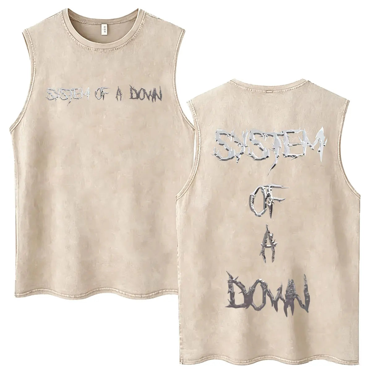System of A Down Vintage Washed Tank Tops Men's Rock Alternative Metal Cartoon Graphic Sleeveless Vests T-shirt Male T Shirts