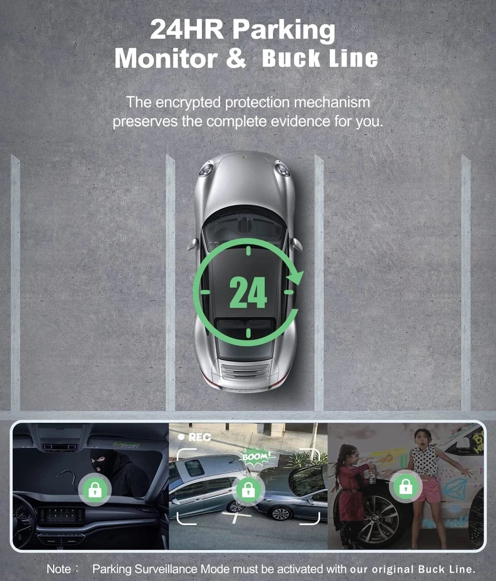 WIFI-3 Camera Dash Cam For Car Camera FHD 1080P Video Recorder Car DVR Front Rear View Camera Night Vision Black Box Car Dashcam
