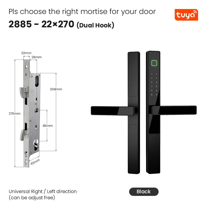 Smart Fingerprint Door Lock 34mm Ultra Narrow No Drilling Replacement TTLock App Anti Peep Password IC Key For Sliding Doors
