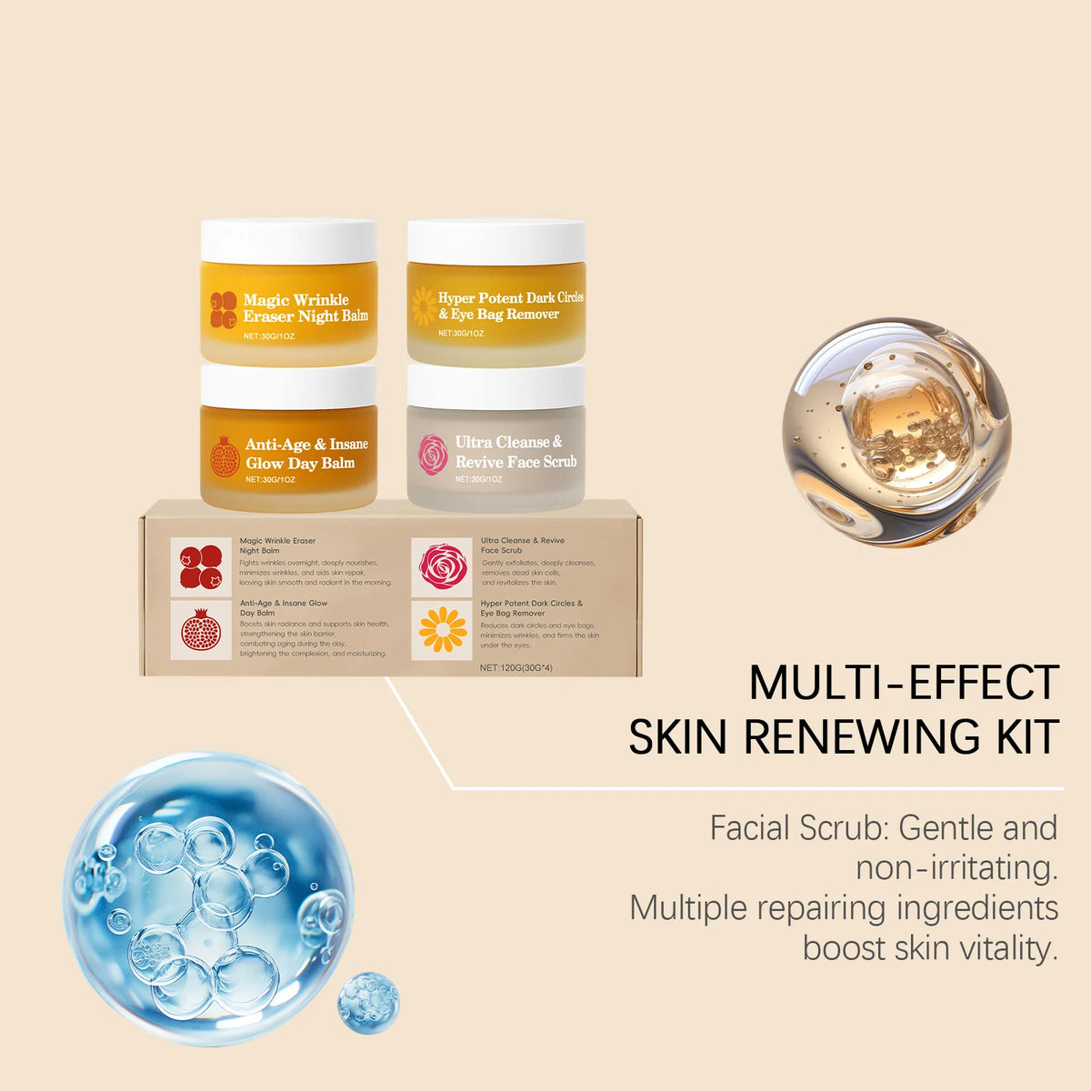 Korean 4in1 Day Night Facial Cream Set Remove Fine Line Shrink Pore Strengthen Firming Lasting Brighten Day Night Eye Care