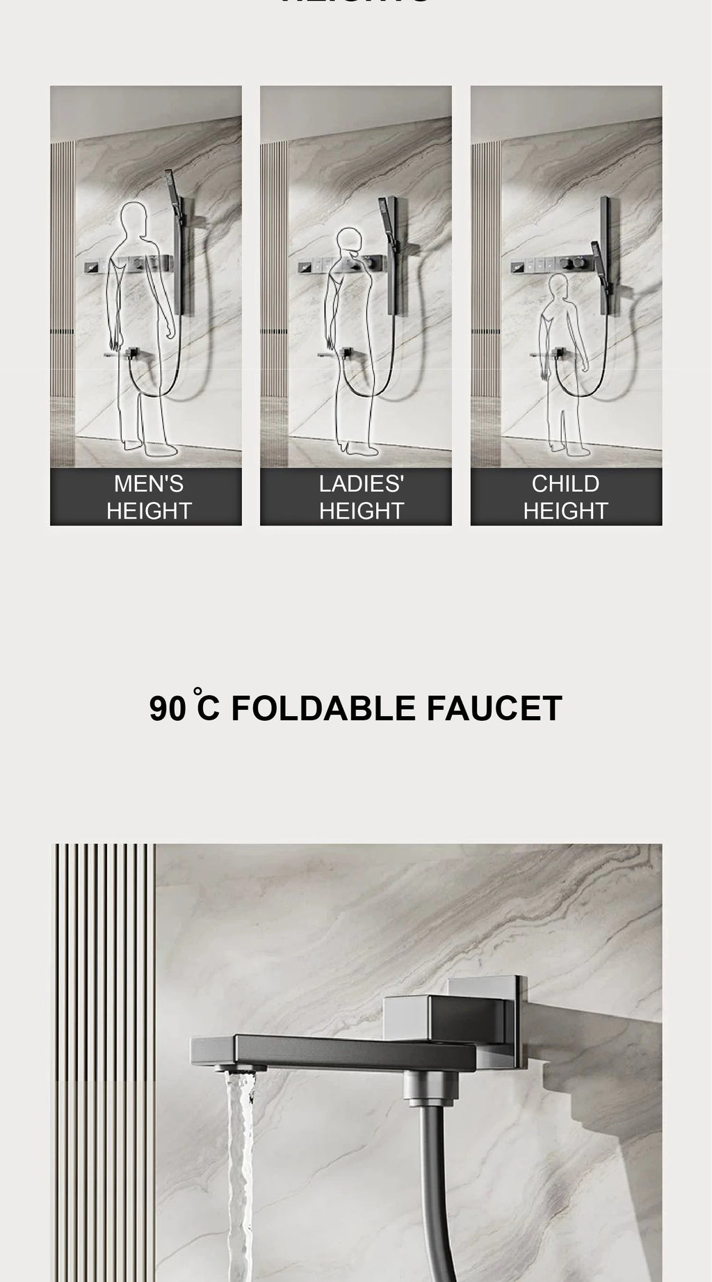 Luxury Bathroom Ceiling Embedded Rain Shower Head LED Digital Display Thermostatic Mixer Hot Cold Water Rainfall Shower System