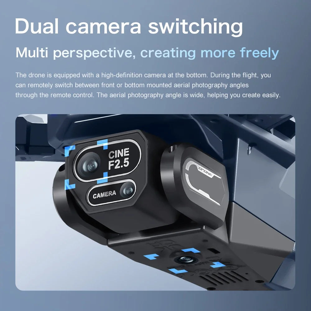 Original GT8 Drone 8K HD Three-camera Aerial Photography Wifi FPV RC with screen Brushless Motor Folding Quadcopter Dron Toys