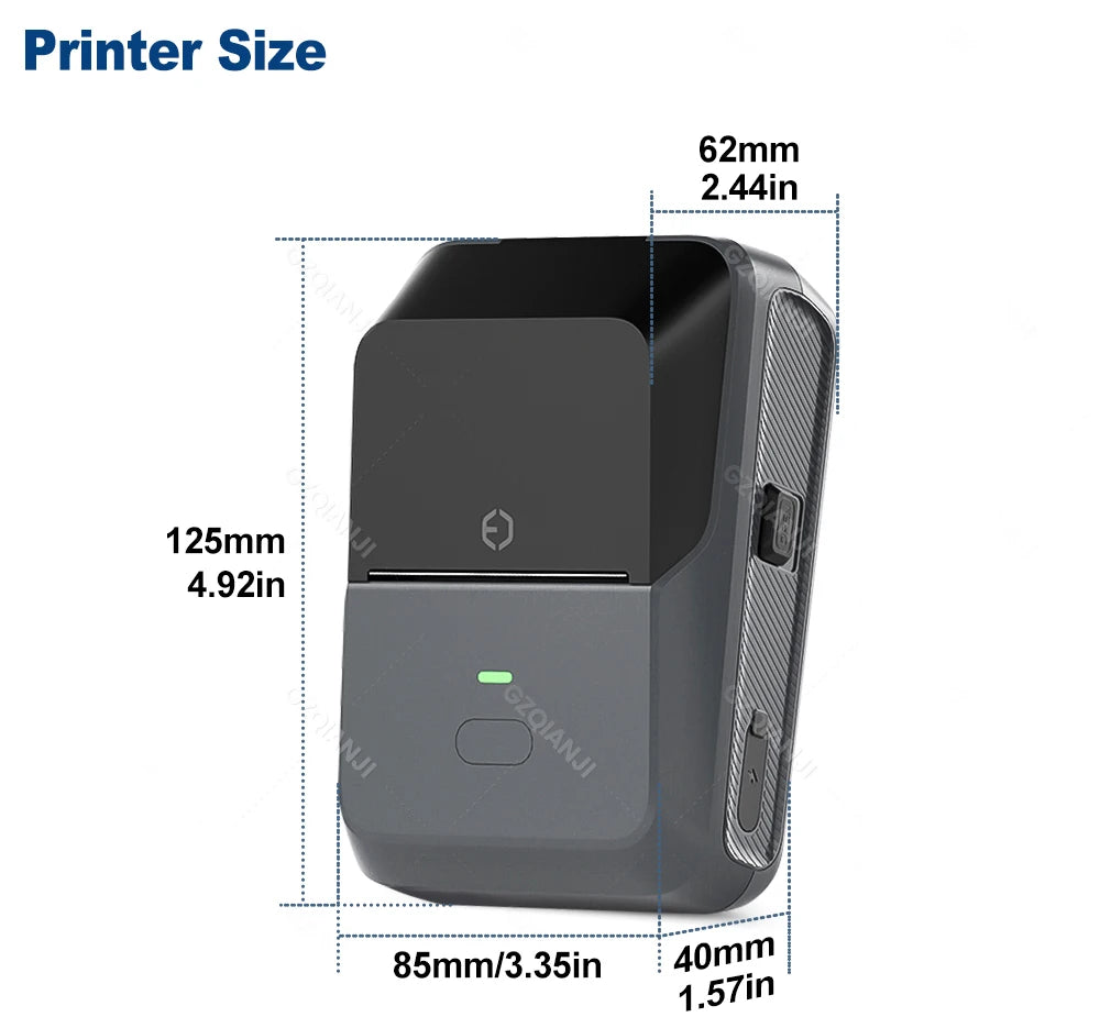 20-50mm P2 Mini Thermal Label Printer Portable Wireless Bluetooth Office Business Sticker Printer for Android / iOS