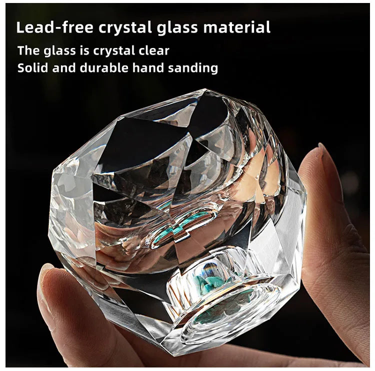 1PC 50ML Shot Glasses Diamond Faceted Double Bottom Crystal Glass Cup for Whiskey Espresso Tea Cup Bar Light Luxury Drinkware