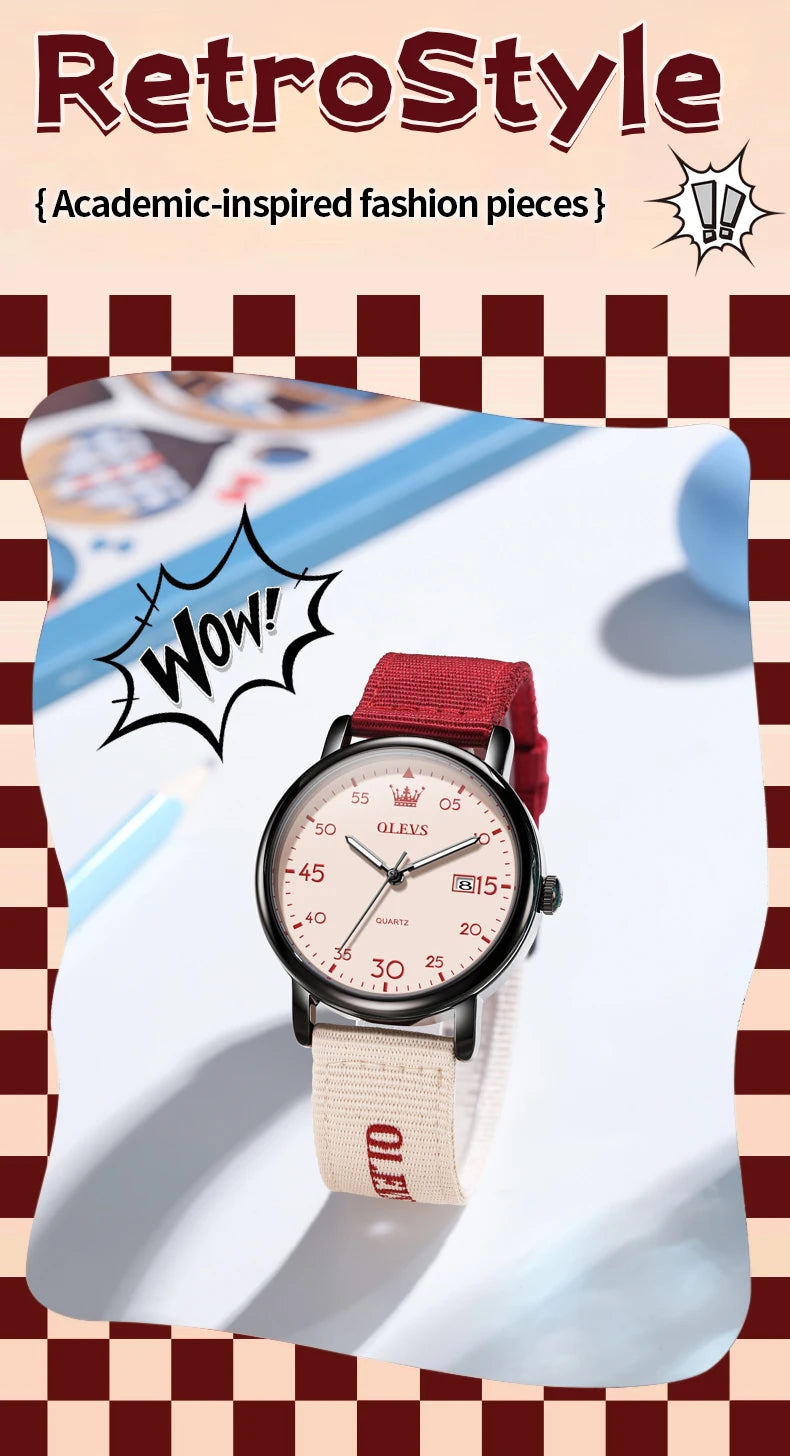OLEVS 2997 Original Quartz Movement Student Fashion Watch Calendar Digital Dial Night Light Function 30m Waterproof Watch