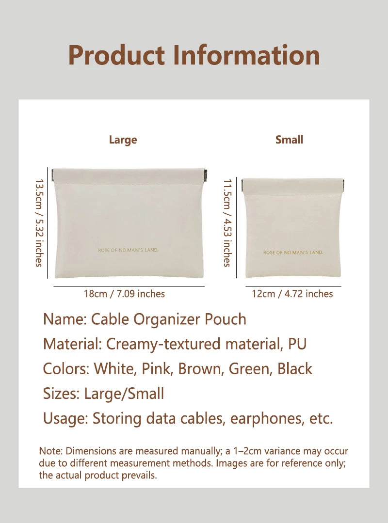 Automatic Closed Purse Bag Mini PU Separate Earphone Charging Cable Storage Bag Portable Zero Wallet Coin Lipstick Storage Bag