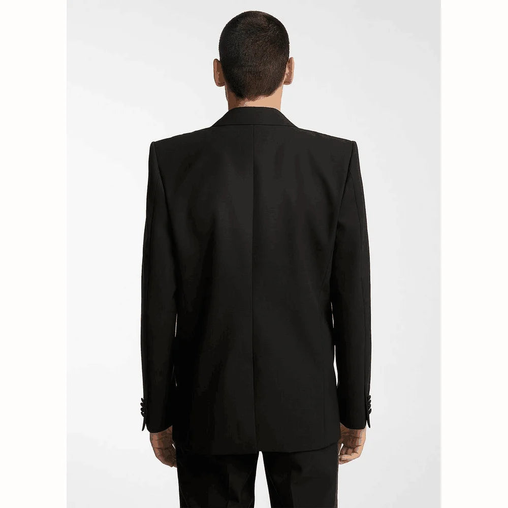 Handsome Black Men's Suit 2 Pieces Single Button Peak Lapel Set Daily Fashion Male（Blazer+Pants）