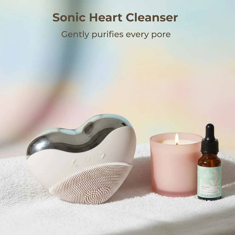 Heart-Shaped Rechargeable Waterproof Silicone Face Cleanser Festival Gift for her