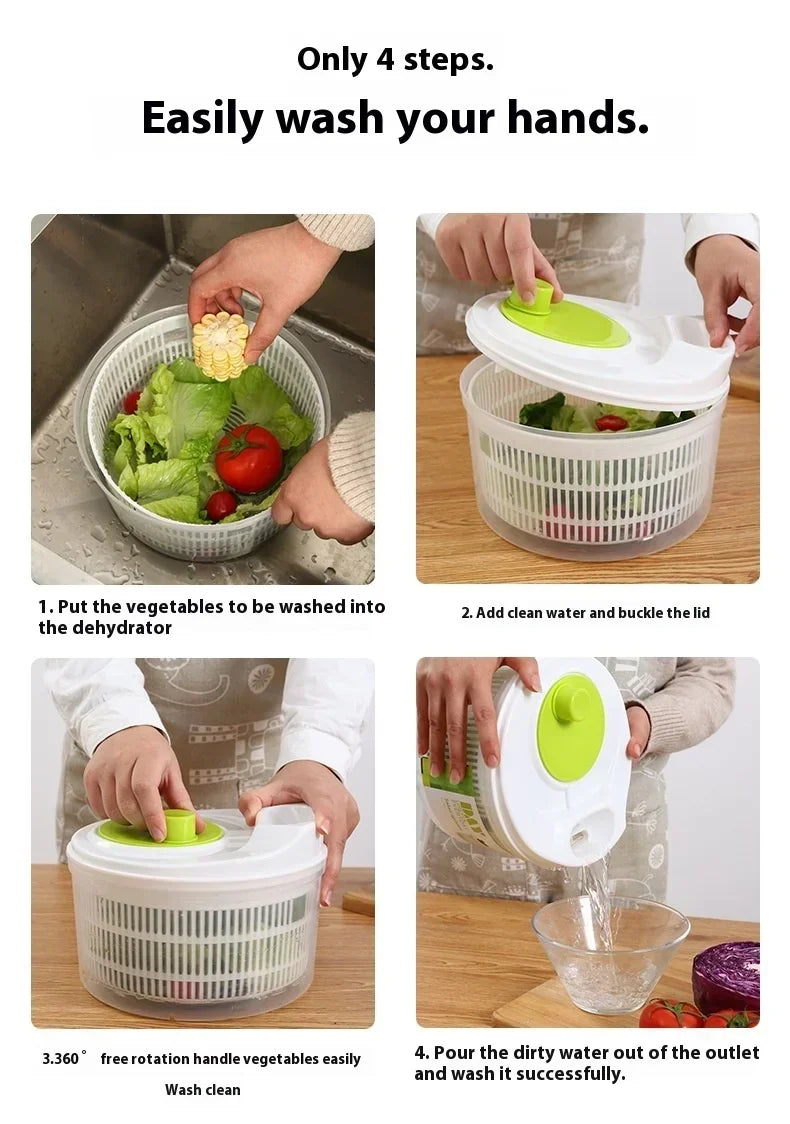 Lettuce Drain Basket  Multifunctional Household Manual Vegetable Dehydrator - Salad Spinner with Fruit,  Home Kitchen Gadgets