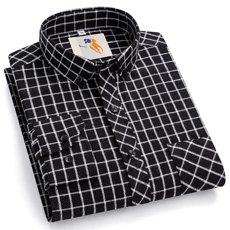 8XL Classic Plaid Men's Flannel Shirts Men Long Sleeve Casual Men's Flannel Shirts Men Long Sleeve Casual Big Size Single Pocket