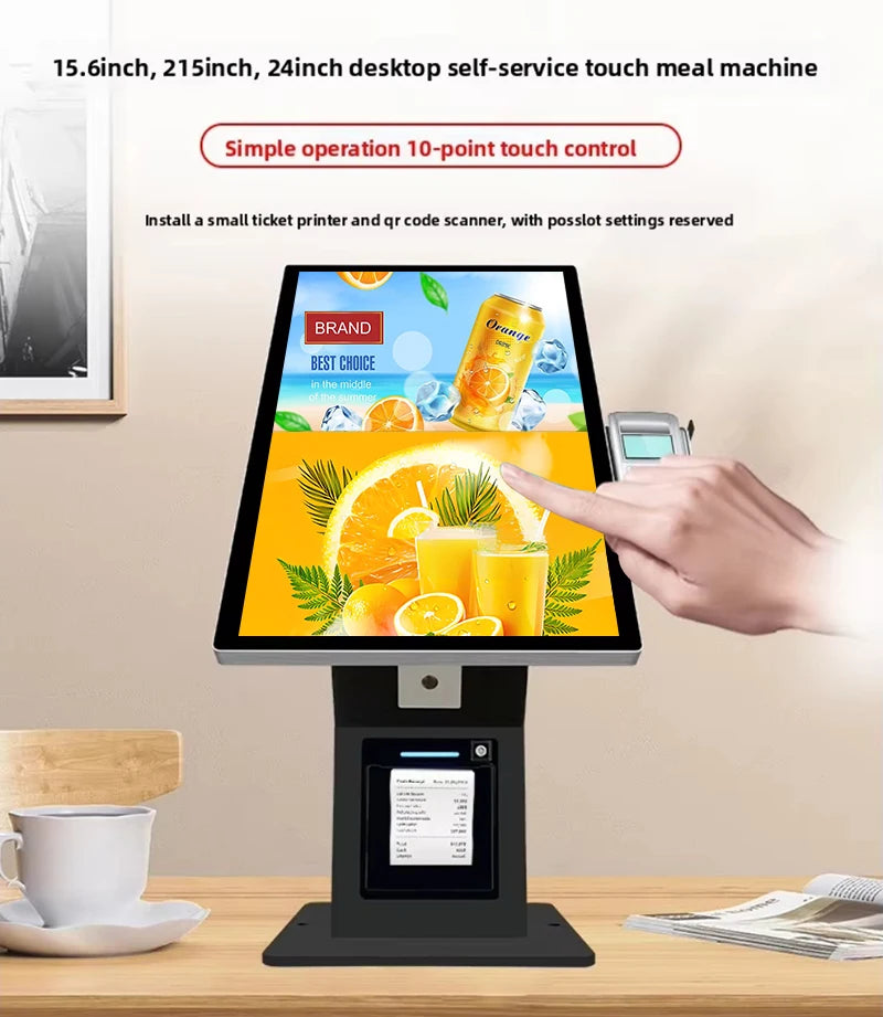 21.5 Inch Wall Mounted Touch Screen Self-Service Checkout Kiosk Payment Terminal For Grocery Stores Optional Barcode Reader SDK