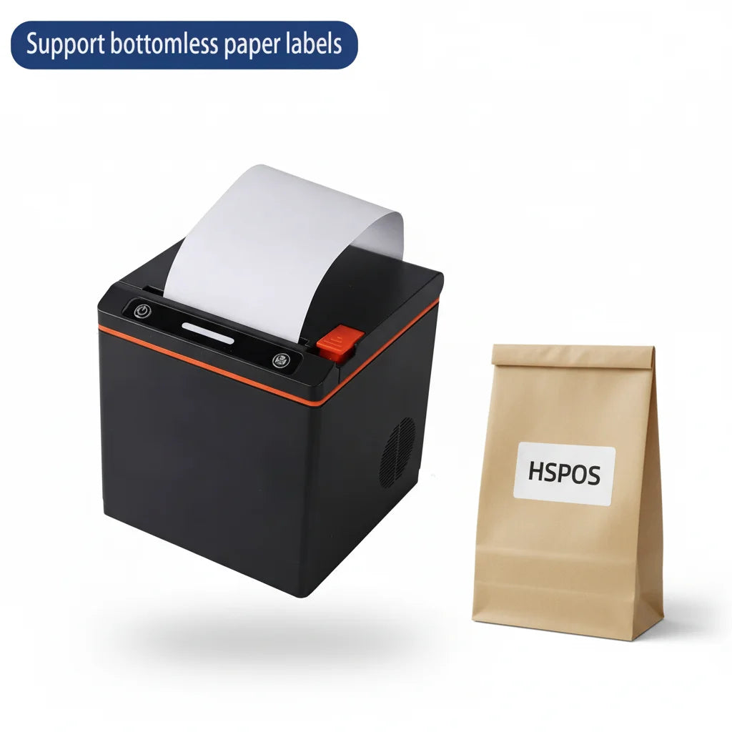 Linerless Label KH80-L Thermal Printer (No-Backing Labels)  for Printing Takeaway Packaging Labels for Restaurants