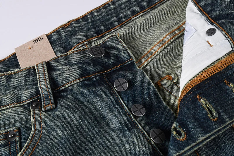 2026 Hot New Men's Blue Acid Washed Denim Shorts Distressed Ripped Embroidered Slim Fit Casual Shorts Streetwear Bottoms